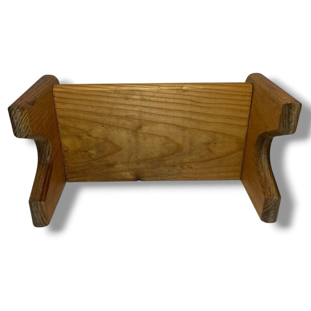 VTG Rustic Wooden Doll Bench Heart Cutout Country Folk Art Plant Stand Display - Picture 6 of 9